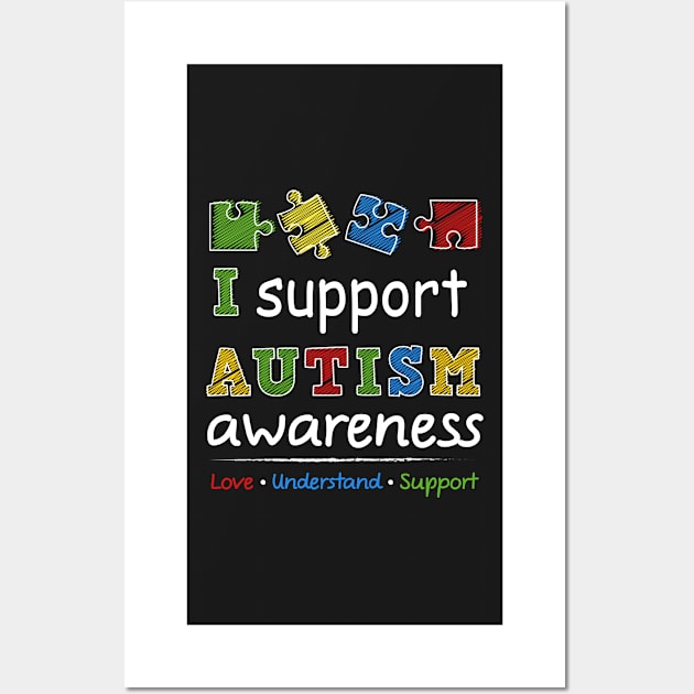 Support Autism Awareness Puzzle Pieces Wall Art by specaut